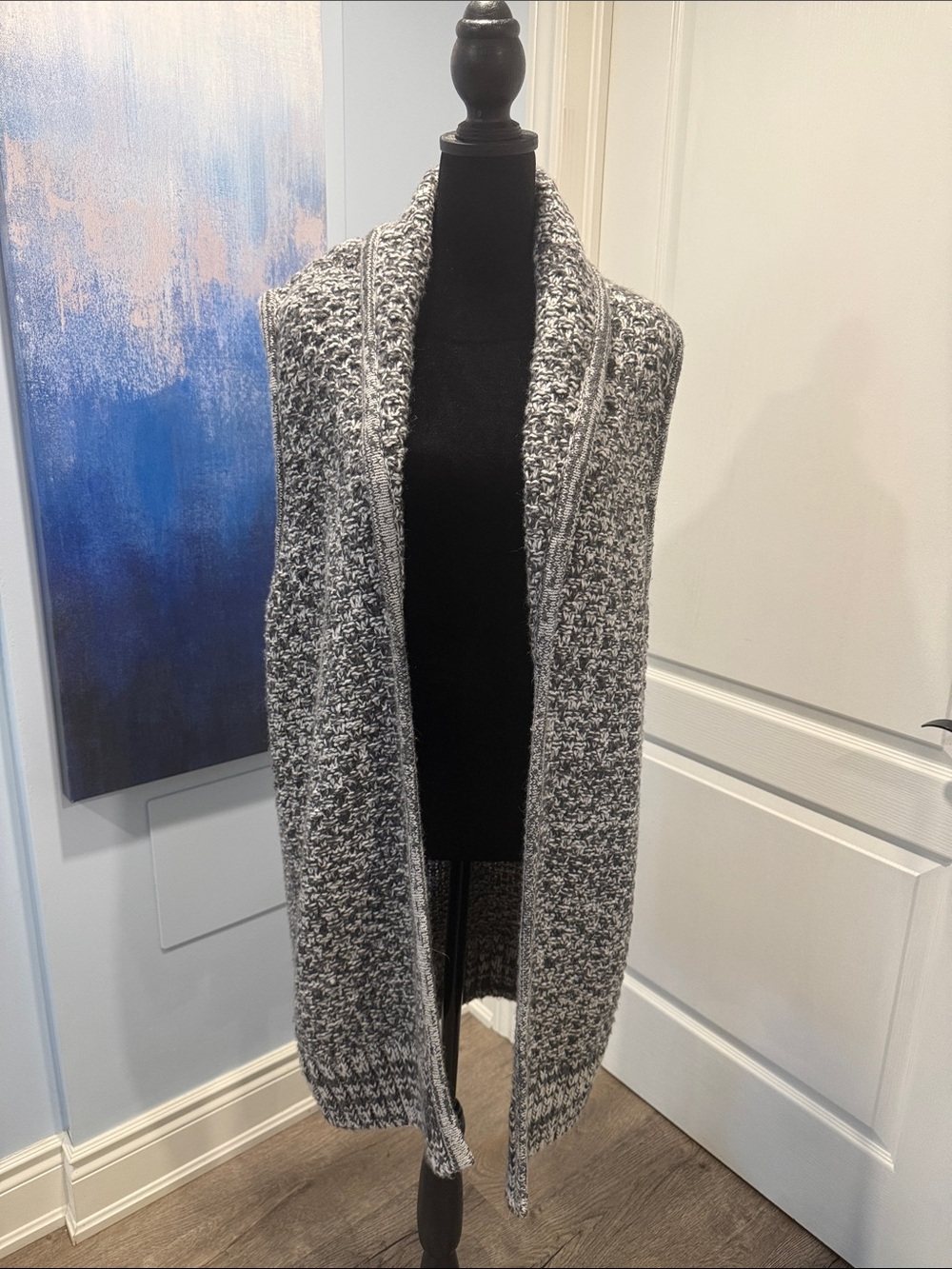 GAP Gray Marled Open-Front Shawl Collar Sweater Vest